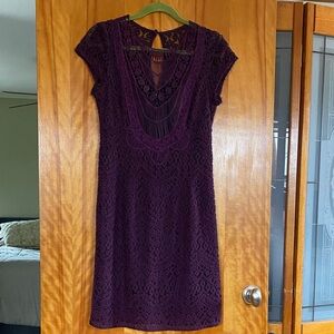 Nanette Lepore Deep Purple Crocheted Midi Dress
